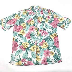 Vintage Floral Short Sleeve Button Up Blouse Top, by Blair, Size SML